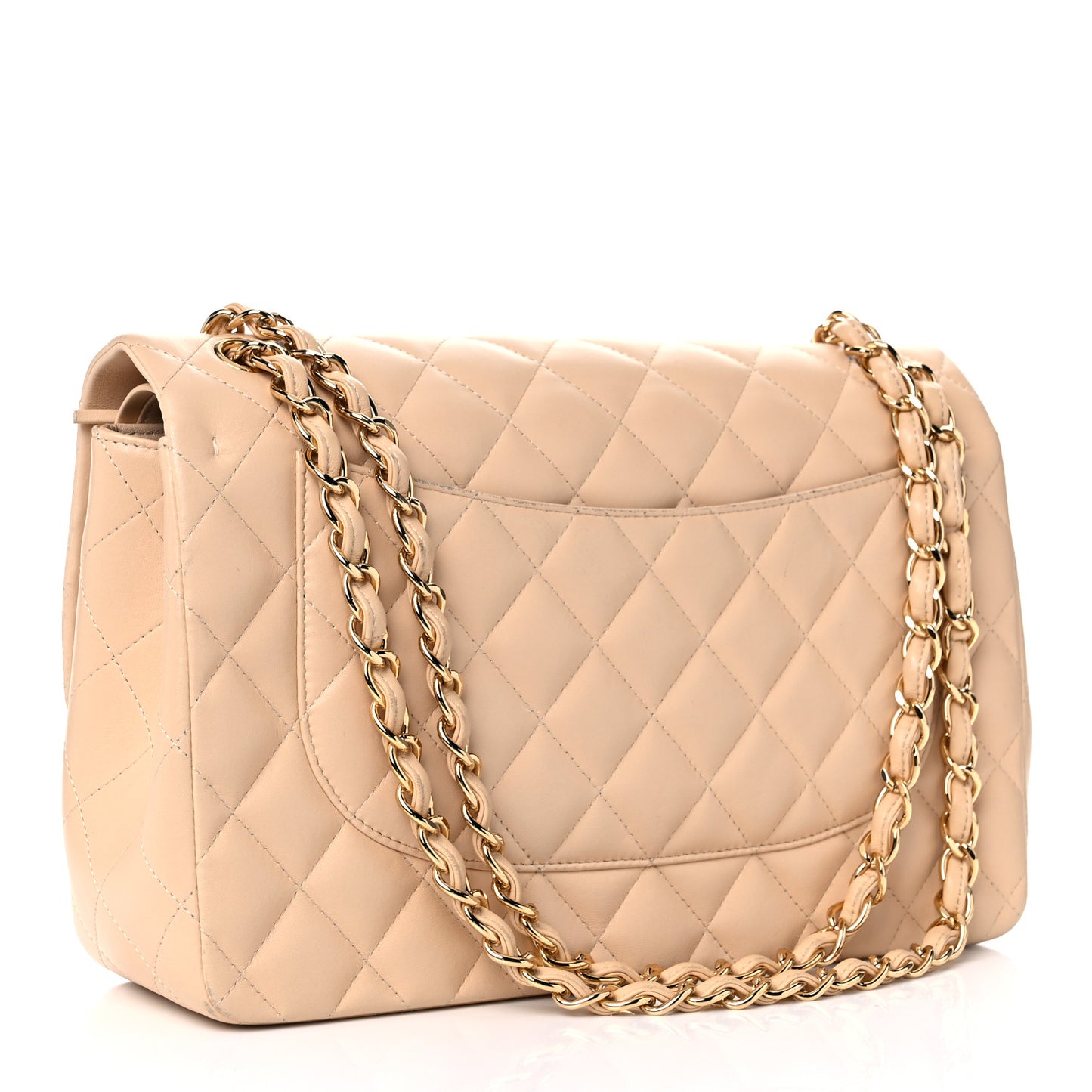 Lambskin Quilted Jumbo Double Flap Beige Clair