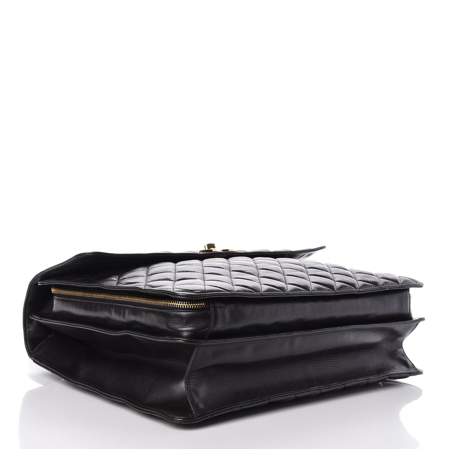 Lambskin Quilted Briefcase Laptop Bag Black