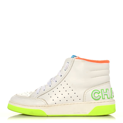 Chanel Calfskin Womens Logo High Top Sneakers 36.5 White Multicolor 1 of 18