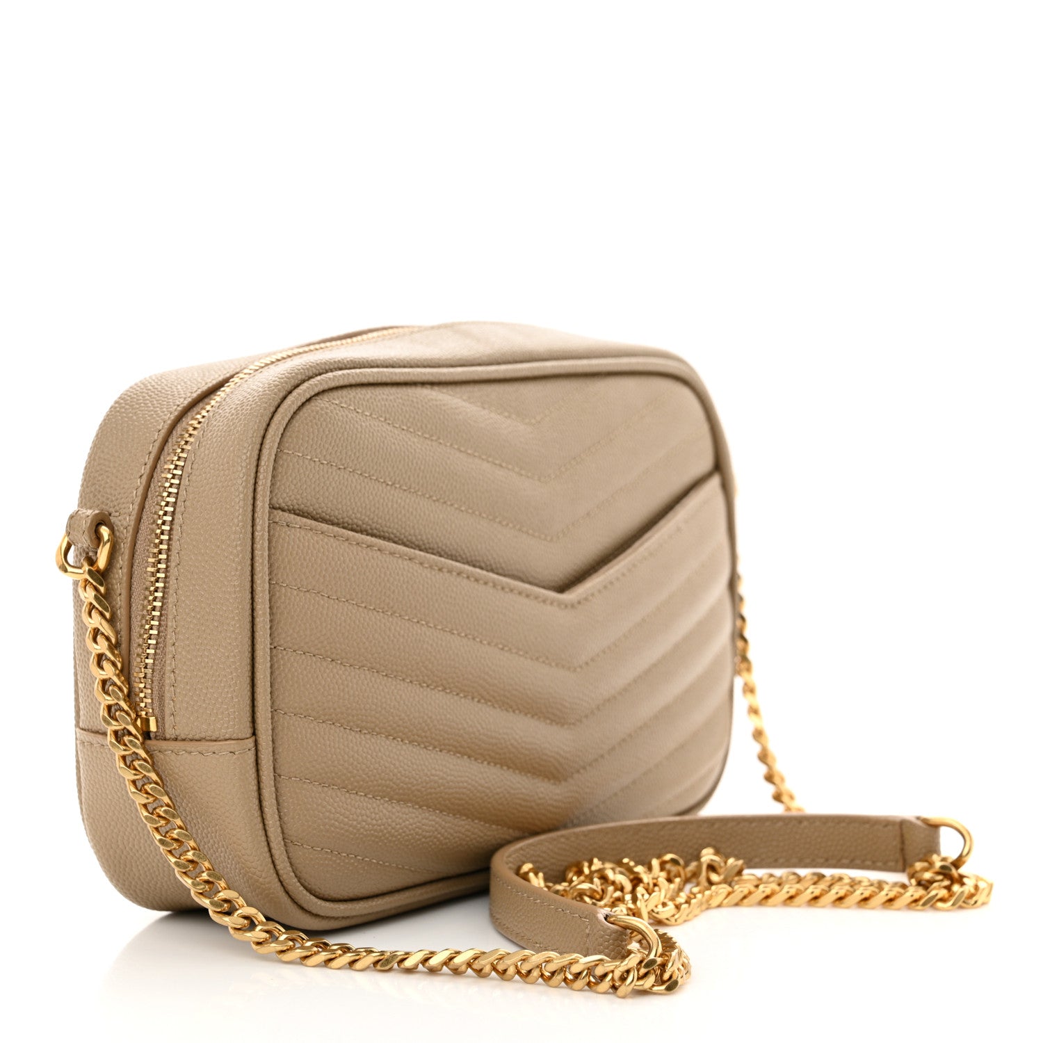 Saint Laurent Grain De Poudre Matelasse Monogram Mini Lou Camera Bag Dark Beige 3 of 11