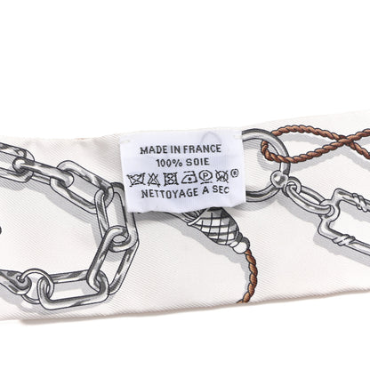 Hermes Silk C'est la Fete Twilly Beige Rose Caramel White 3 of 4