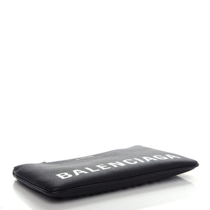 Balenciaga Signature Grained Calfskin Logo Ville Zip Pouch M Black White 4 of 6