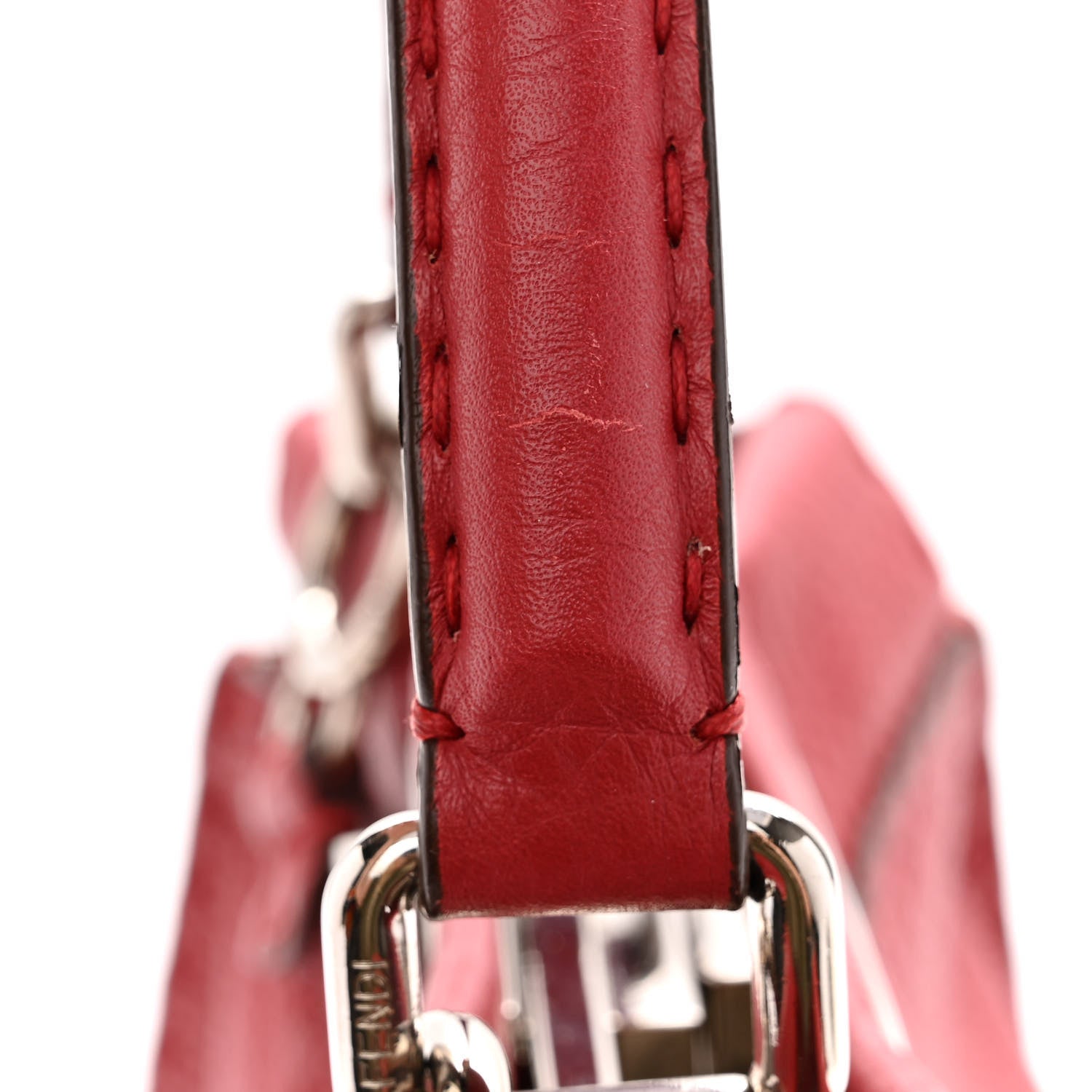 Fendi Cuoio Romano Selleria Bi-Color Medium Peekaboo Iconic Satchel Rosso Latte 13 of 13