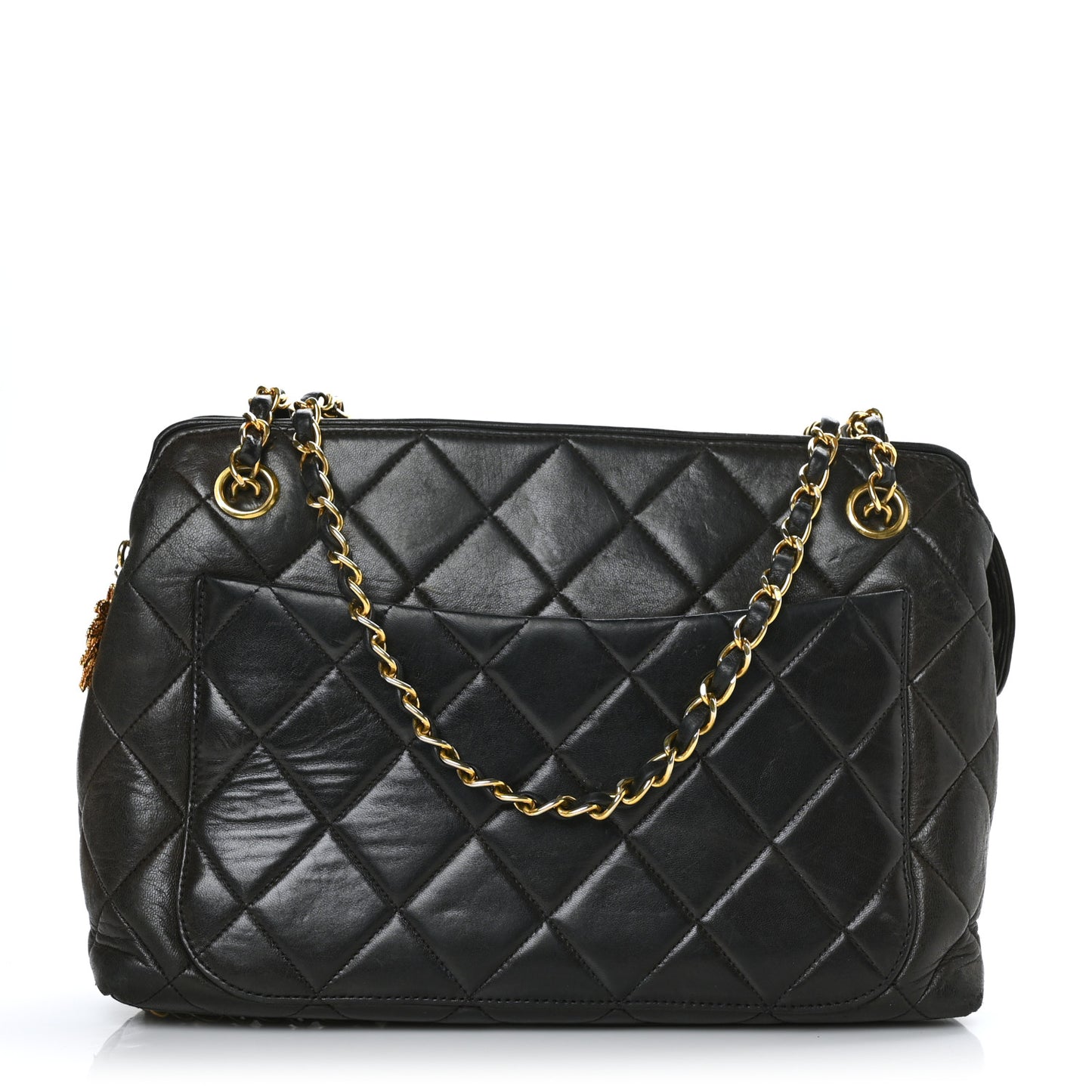 Lambskin Quilted Sun Medallion Shoulder Bag Black