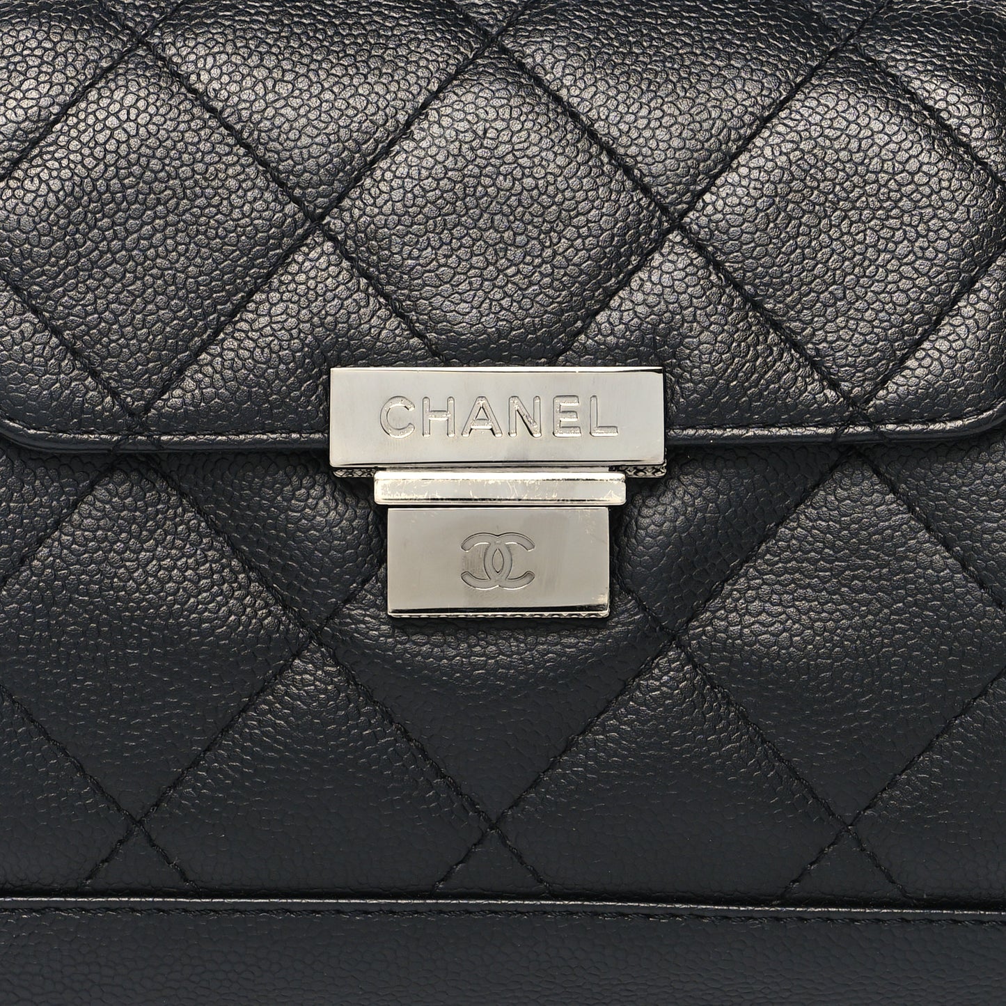 Caviar Quilted Accordion Flap Black