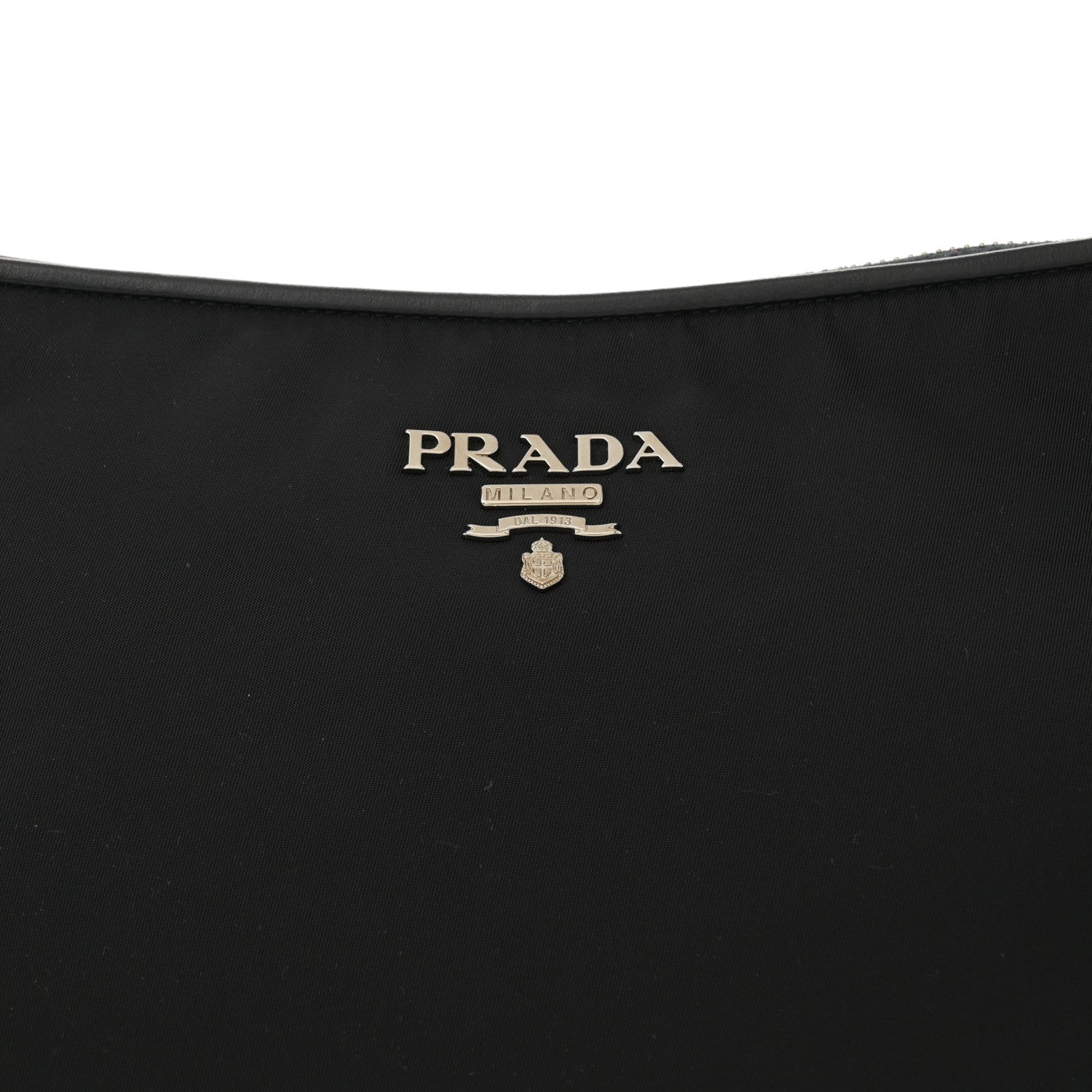 Prada Tessuto Nylon Soft Calfskin Shoulder Bag Black 7 of 9
