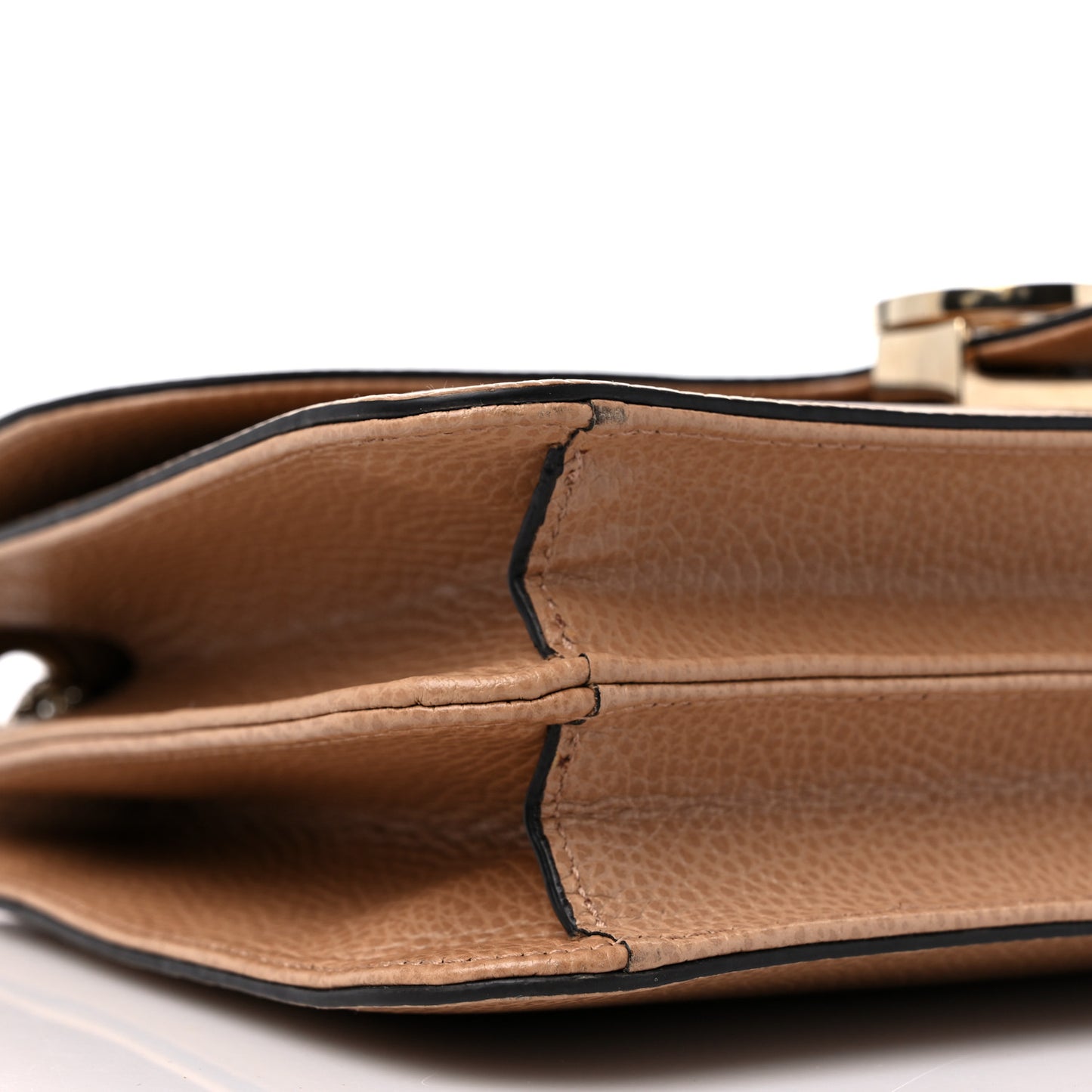 Dollar Calfskin Interlocking G Shoulder Bag Camelia