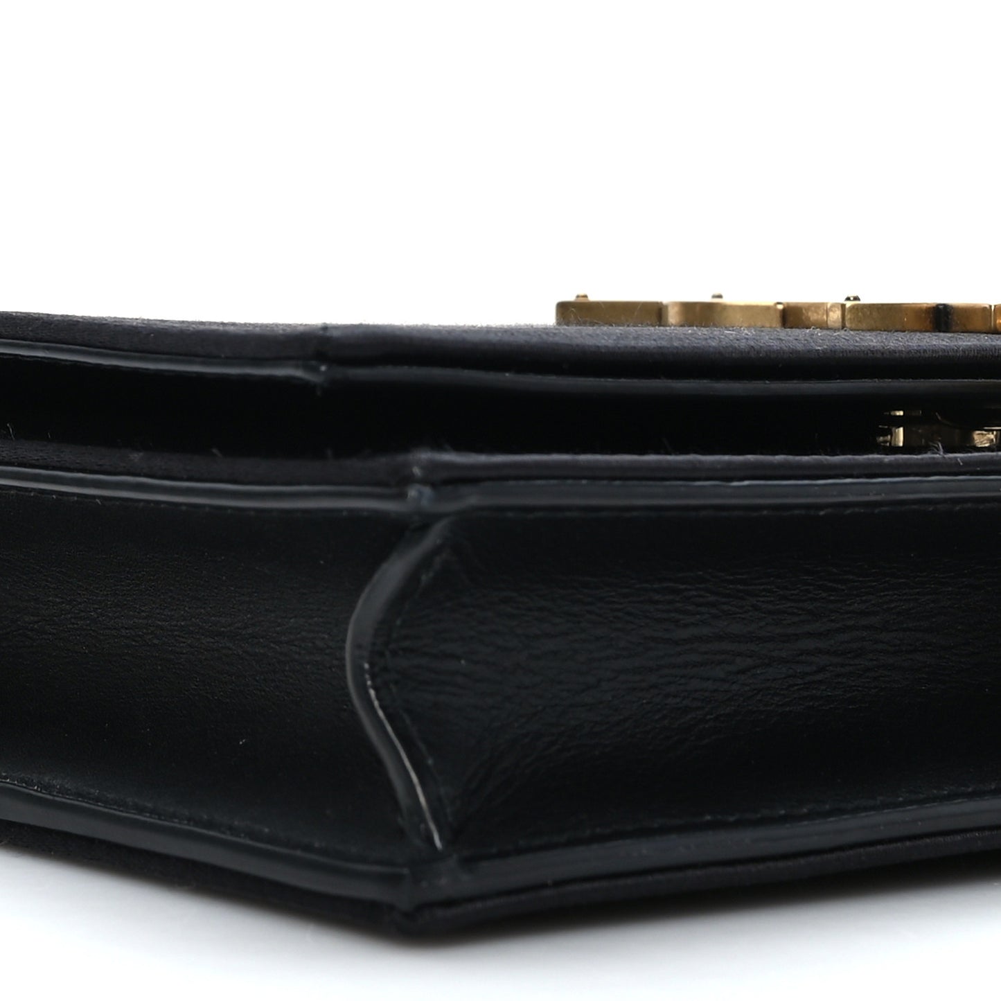 Satin Monogram Kate Tassel Chain Wallet Black