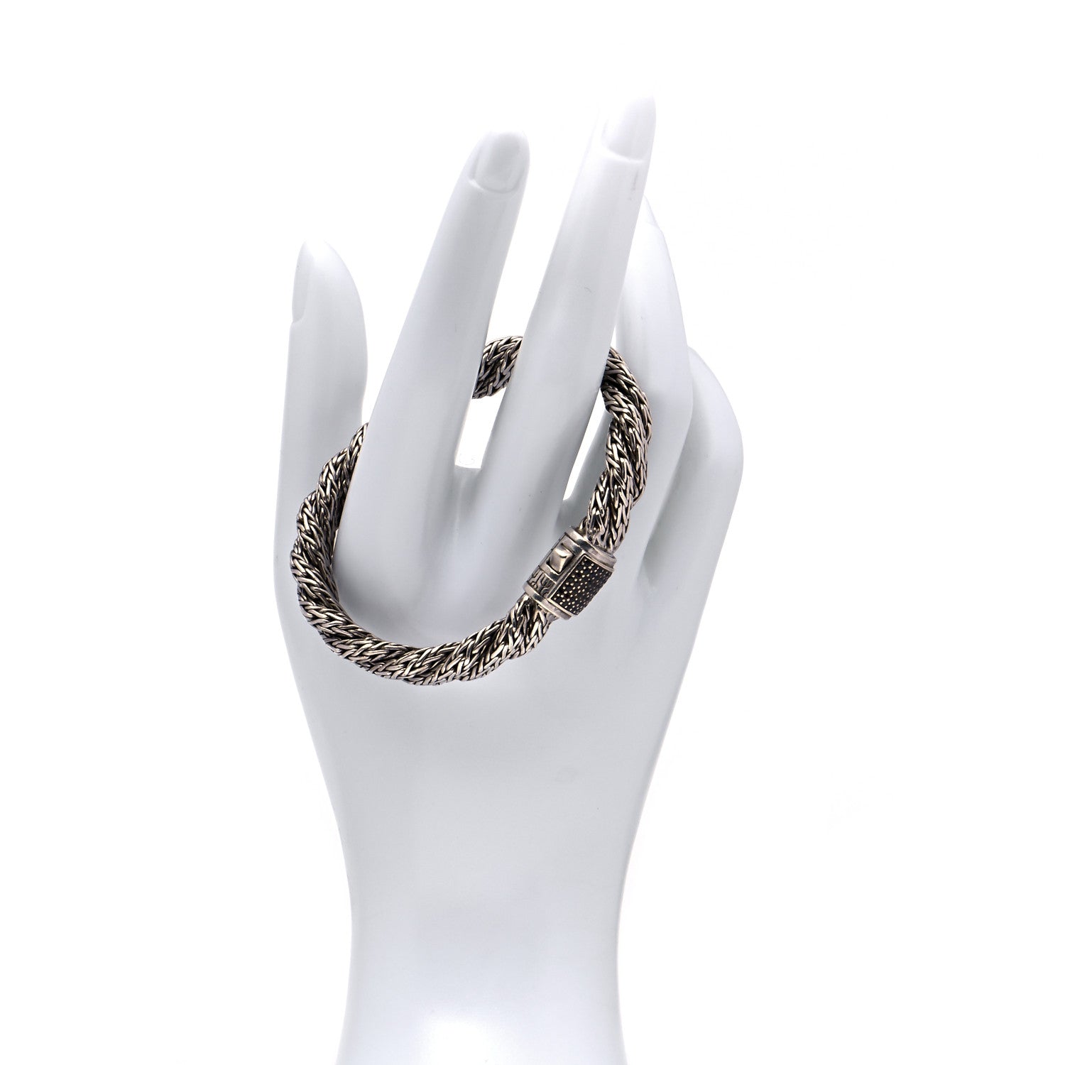 John Hardy Sterling Silver Black Sapphire 10mm Twisted Classic Chain Bracelet 2 of 7
