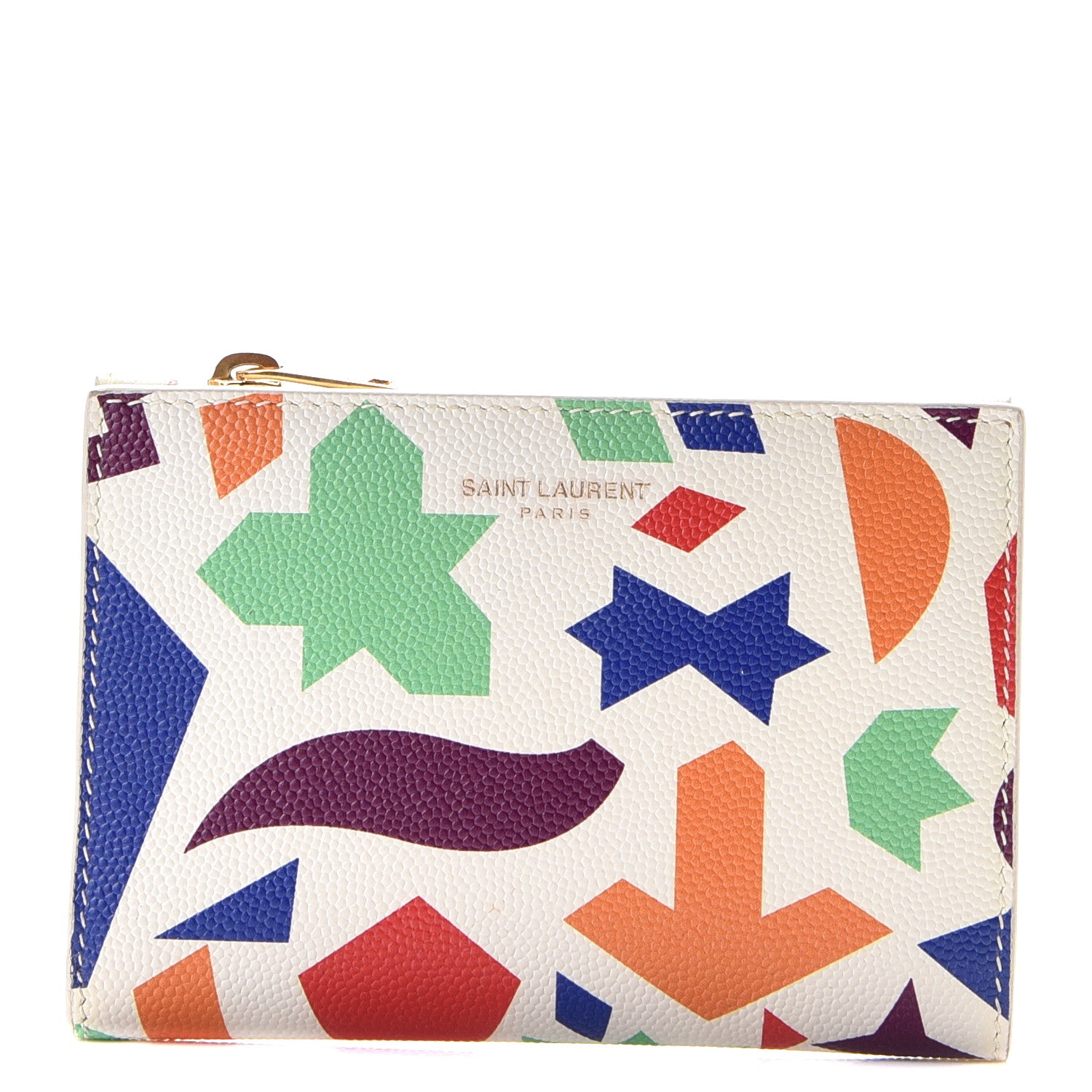 Saint Laurent Grain De Poudre Shapes Print Zipped Two-Part Wallet White 1 of 8