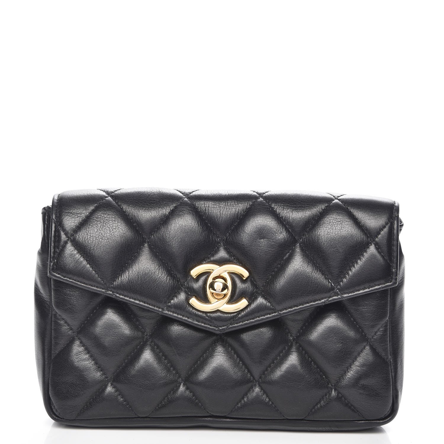Chanel Calfskin Quilted Flap Belt Bag Clutch Black 1 of 7