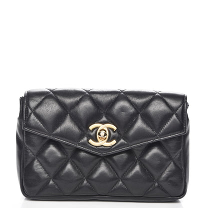 Chanel Calfskin Quilted Flap Belt Bag Clutch Black 1 of 7