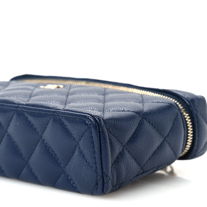 Chanel Caviar Quilted Top Handle Slim Vanity With Chain Navy 10 of 11