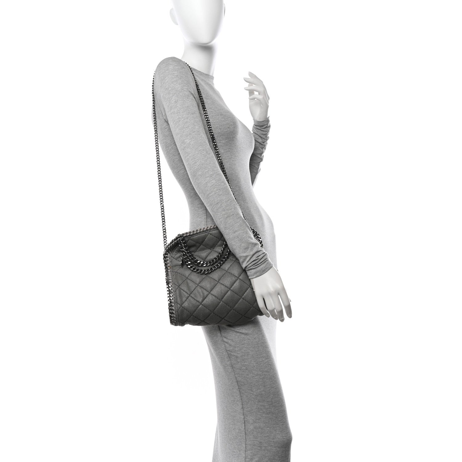 Stella McCartney Shaggy Deer Quilted Mini Falabella Grey 2 of 11