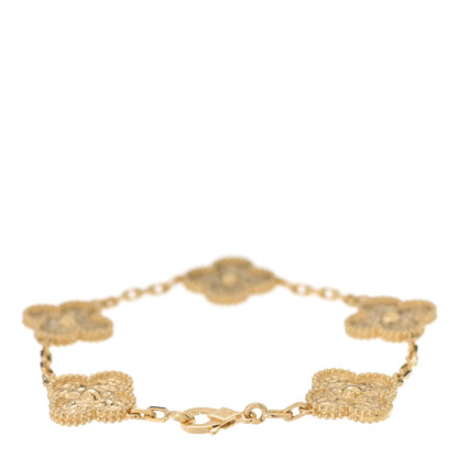 Van Cleef & Arpels 18K Yellow Gold 5 Motifs Vintage Alhambra Bracelet 2 of 5