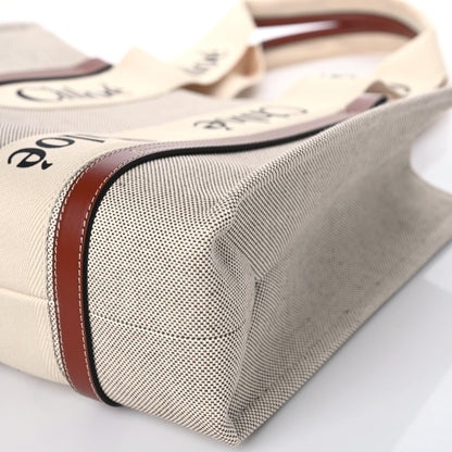 Chloe Cotton Calfskin Medium Woody Ribbon Tote White Brown 8 of 8