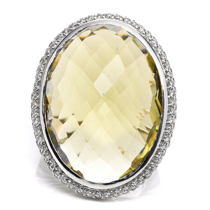 David Yurman Sterling Silver Diamond Lemon Quartz 21mm Signature Oval Ring 53 6.5 1 of 5
