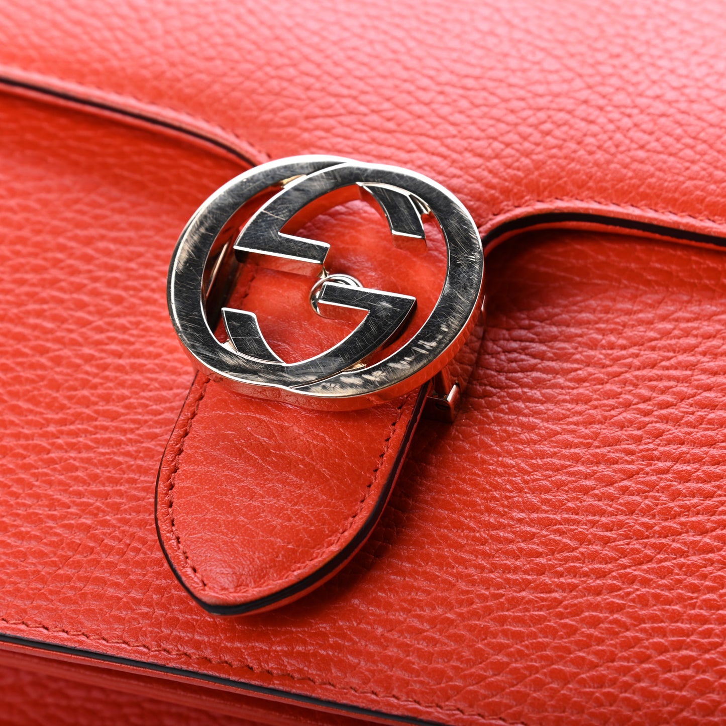 Dollar Calfskin Interlocking G Shoulder Bag Sun Orange