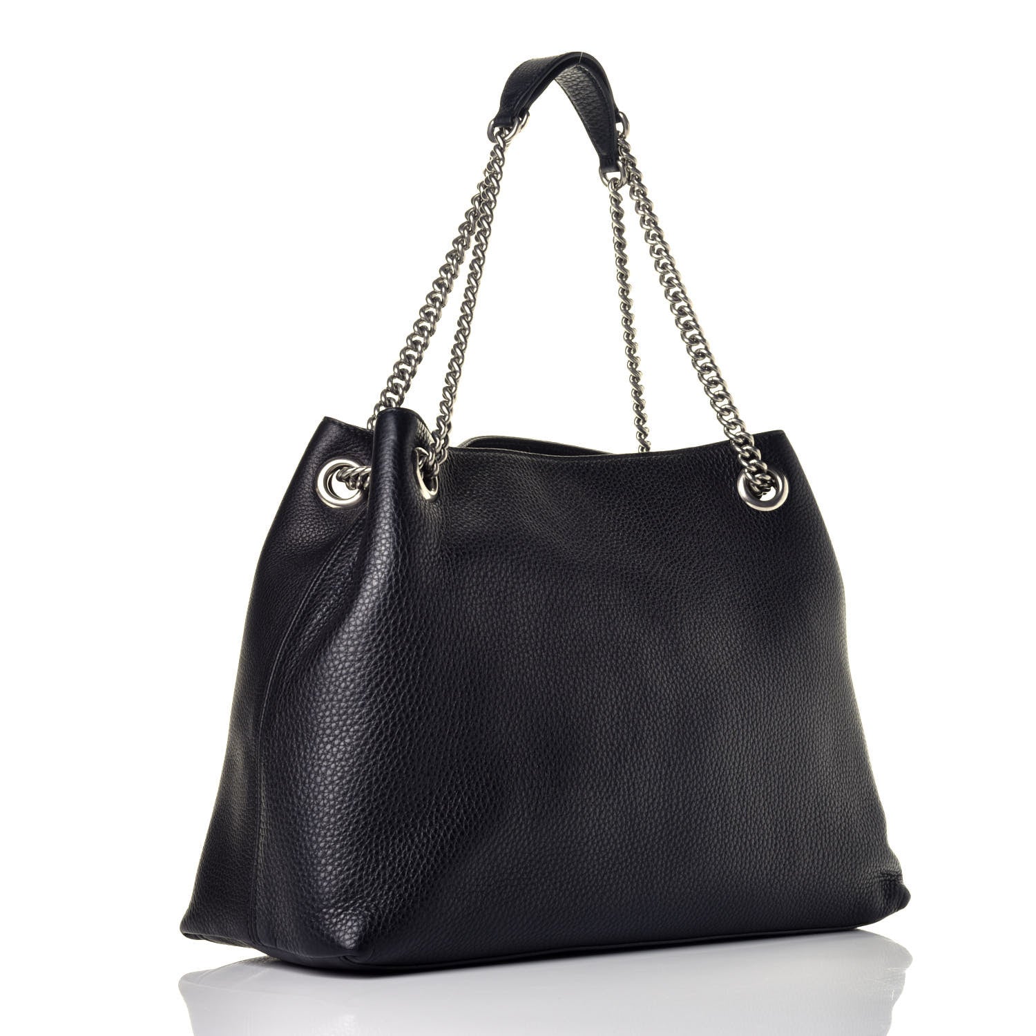 Gucci Pebbled Calfskin Studded Medium Soho Chain Shoulder Bag Black 4 of 17