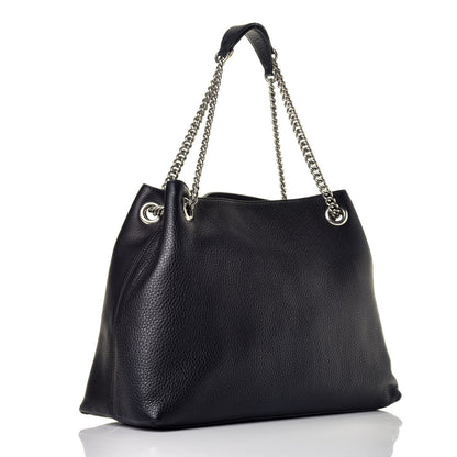Gucci Pebbled Calfskin Studded Medium Soho Chain Shoulder Bag Black 4 of 17