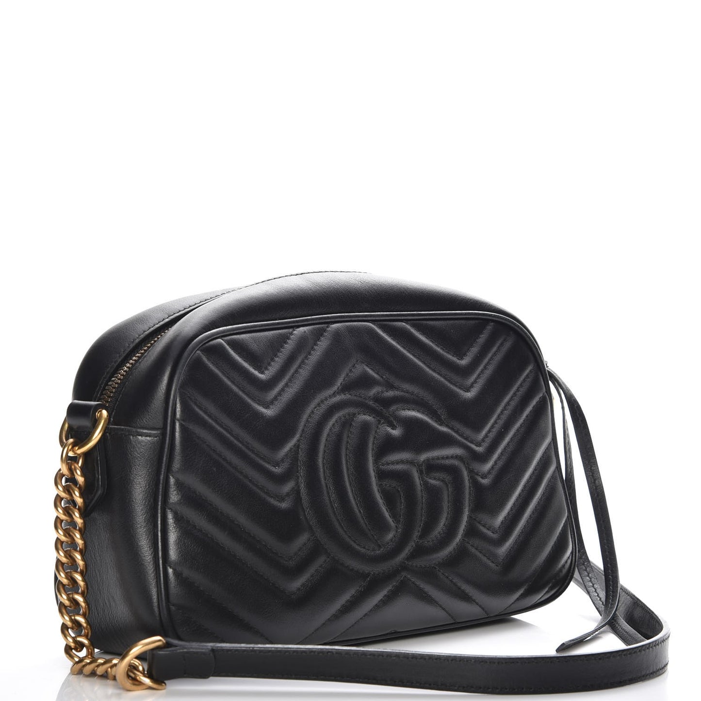 Calfskin Matelasse Small GG Marmont Chain Shoulder Bag Black