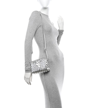 Bottega Veneta Metallic Nappa Intrecciato Mini Loop Camera Bag Silver 2 of 9