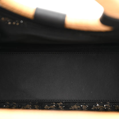 Fendi Wicker Vitello Century FF 1974 Small Runaway Shopper Tote Natural Black 5 of 9