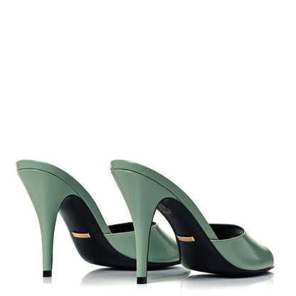 Gucci Polished Calfskin Scarlet Mid Heel Slide Sandals 38 Aqua Green 4 of 7