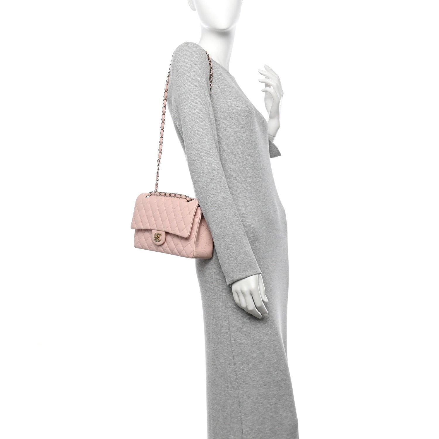 Chanel Caviar Quilted Medium Double Flap Light Pink 2 of 13