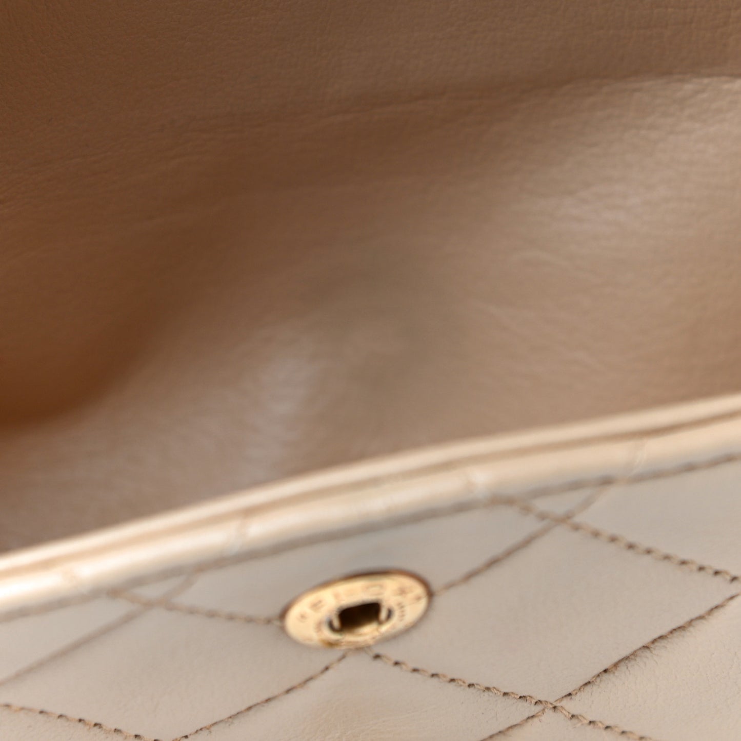 Lambskin Quilted Small Double Flap Beige