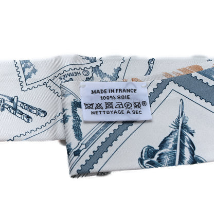 Hermes Silk Le Philateliste Du Faubourg Twilly Bleu Moyen White 3 of 3