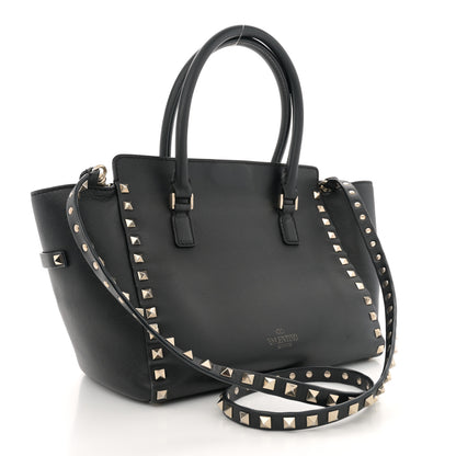 Valentino Garavani Vitello Small Rockstud Double Handle Tote Black 3 of 12