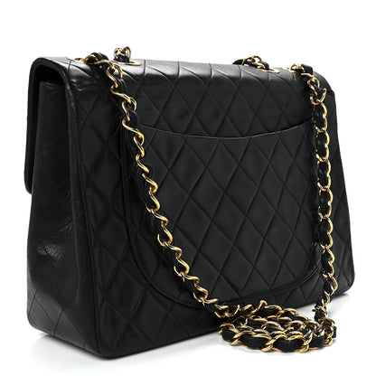 Chanel Lambskin Quilted XL Jumbo Single Flap Black 3 of 12