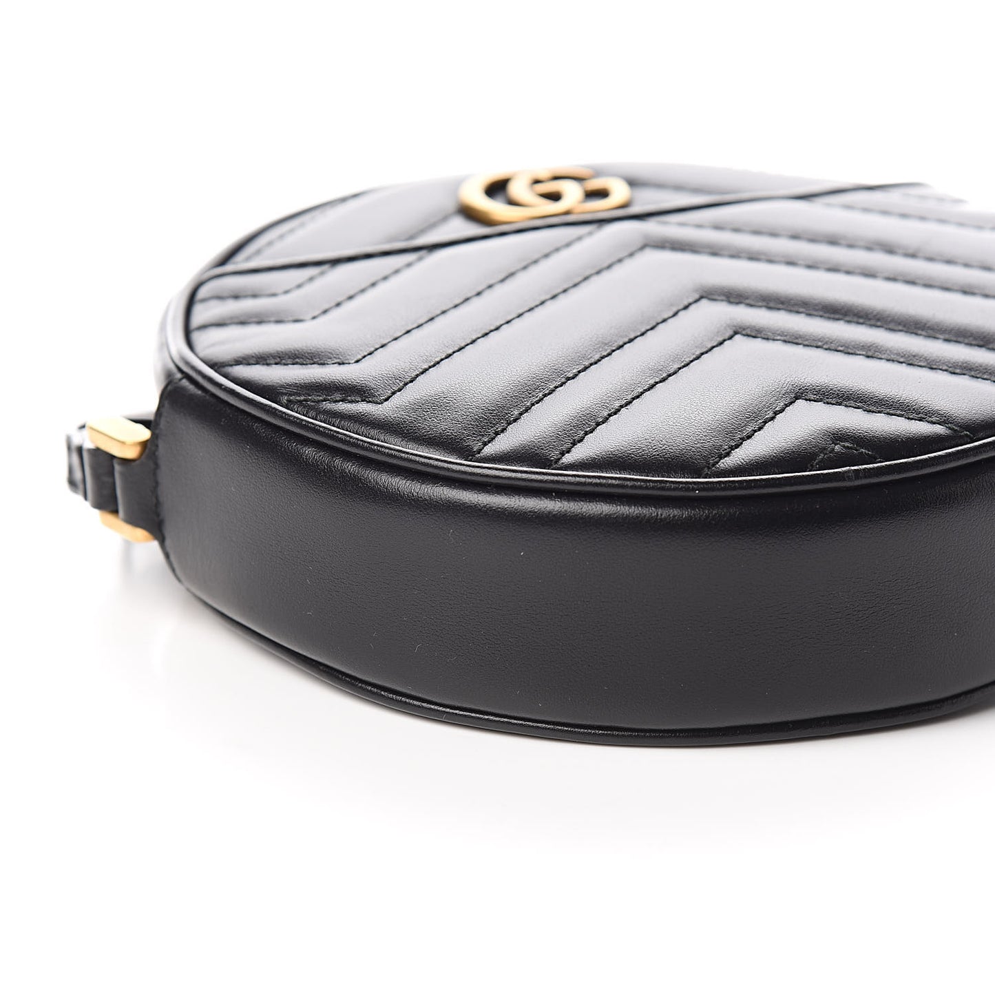 Calfskin Matelasse GG Marmont Round Wrist Wallet Black
