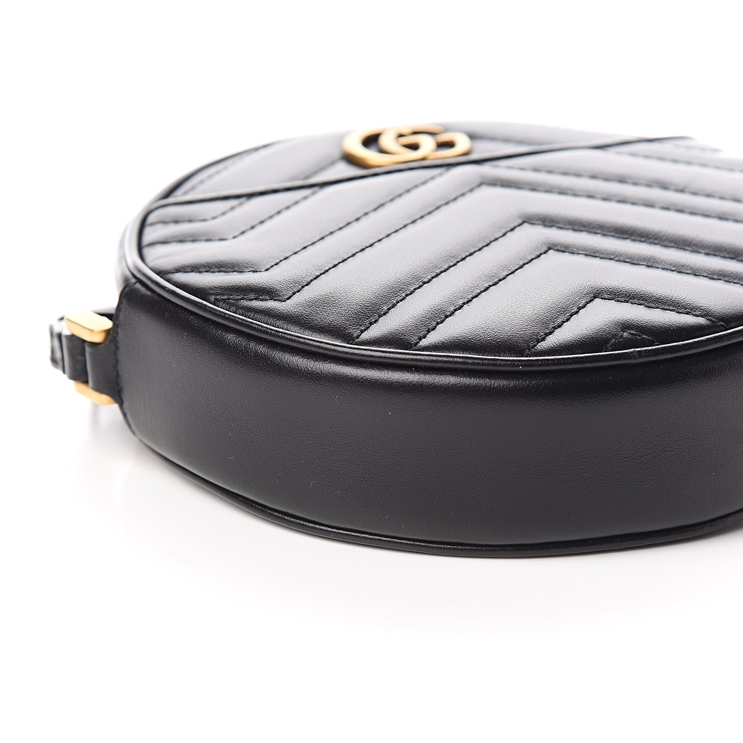 Gucci Calfskin Matelasse GG Marmont Round Wrist Wallet Black 8 of 9