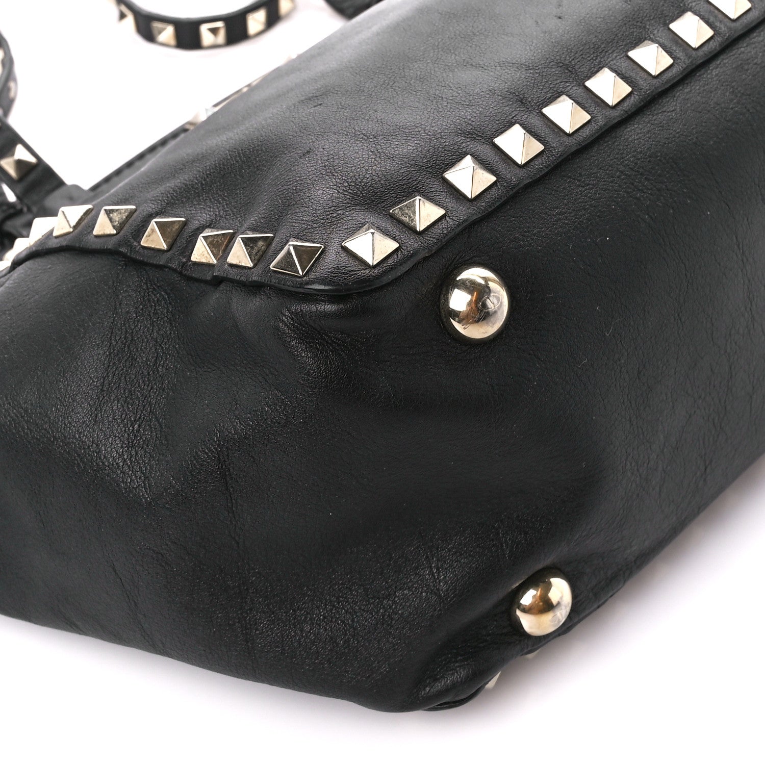 Valentino Garavani Vitello Small Rockstud Tote Black 10 of 11