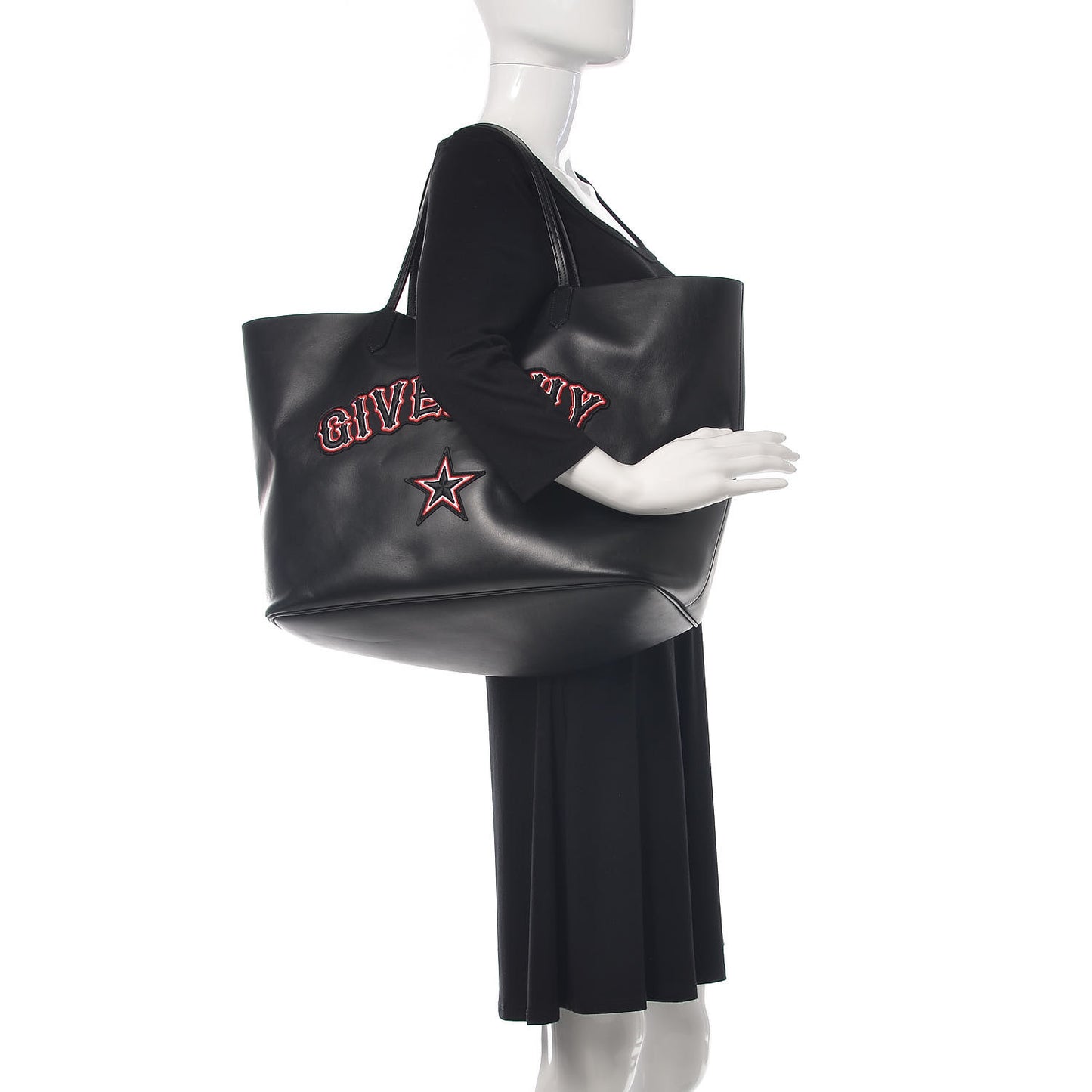 Calfskin Gothic Large Antigona Tote Black