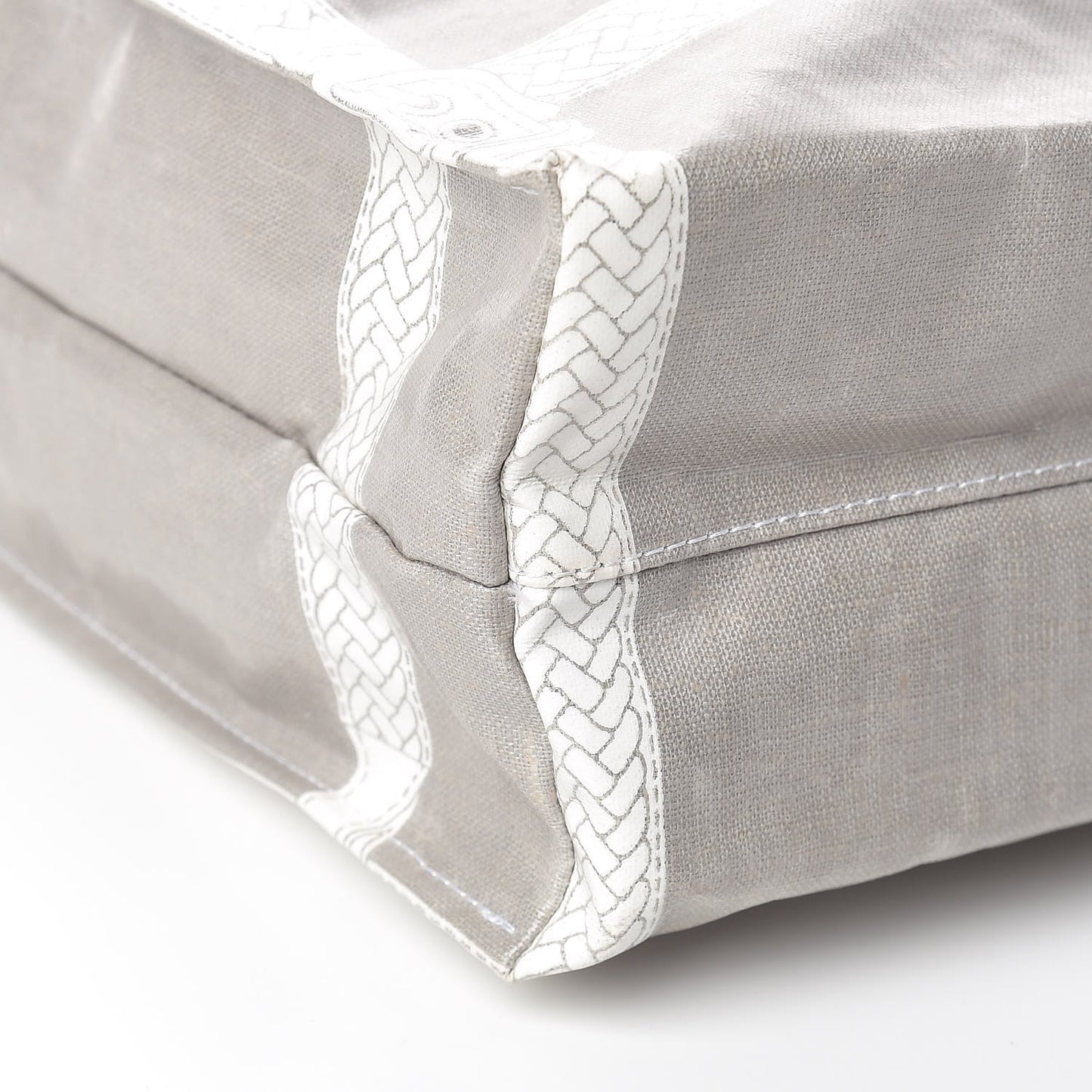 Coated Canvas Calfskin Romano Selleria Borghese Print Special Shopping Tote Bianco