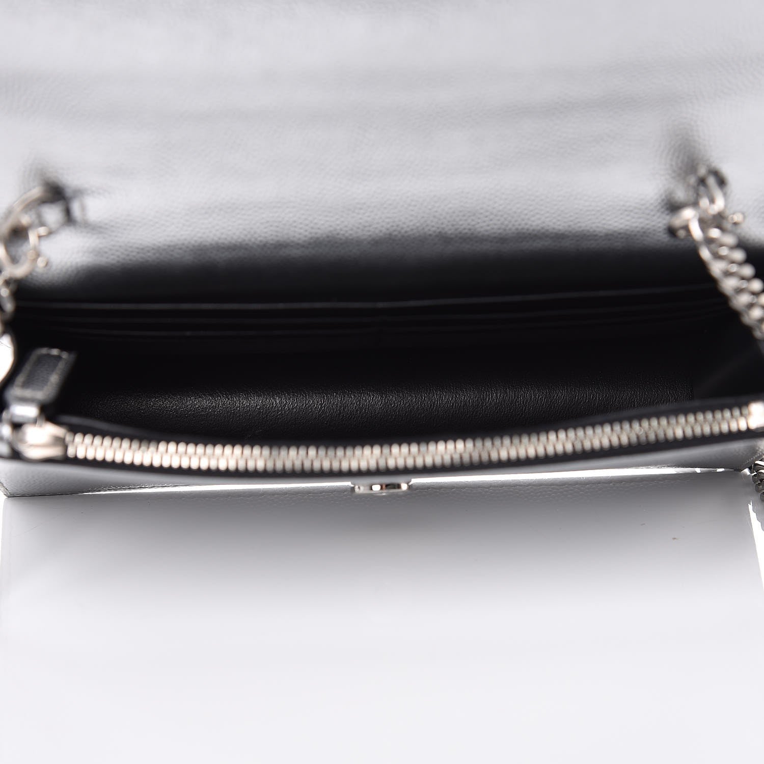 Saint Laurent Metallic Grain De Poudre Kate Monogram Tassel Chain Wallet Silver 5 of 6