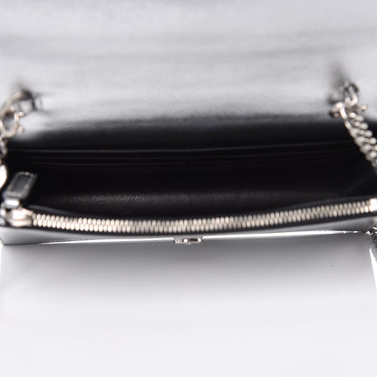 Saint Laurent Metallic Grain De Poudre Kate Monogram Tassel Chain Wallet Silver 5 of 6