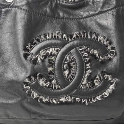 Chanel Tweed Lambskin Drawstring Tweedy Tote Dark Grey 10 of 10