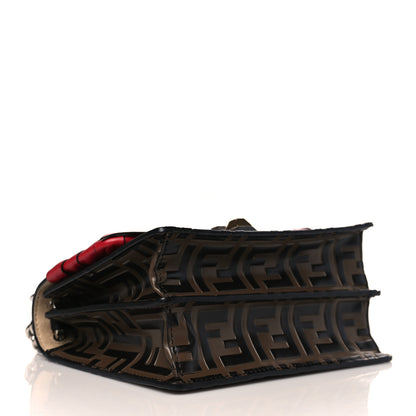 Fendi Vitello Shiny Nappa Bi-Color FF 1974 Lace Up Bow Embossed Small Kan I Shoulder Bag Maya Black Fragola 3 of 9