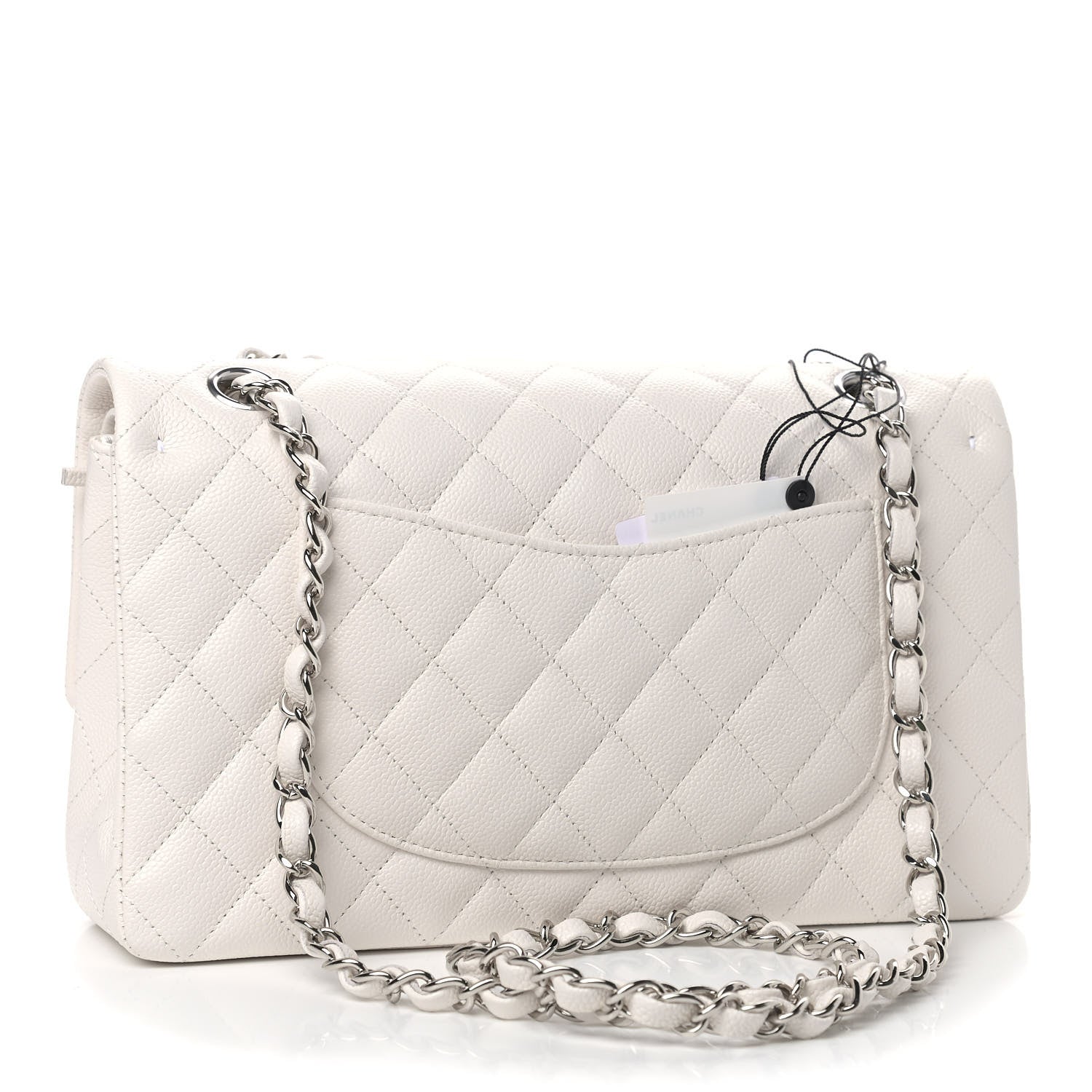 Chanel Caviar Quilted Medium Double Flap White 3 of 9