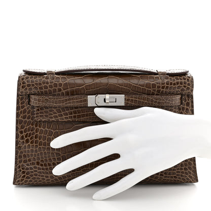 Hermes Shiny Alligator Kelly Pochette Gris Elephant 4 of 20