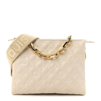 Louis Vuitton Lambskin Embossed Monogram Coussin PM Beige Cream 1 of 11