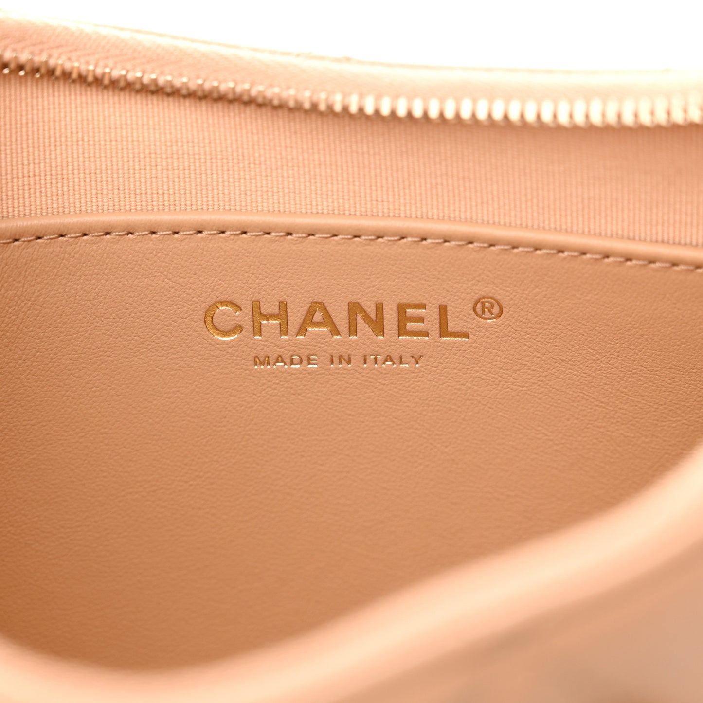 Crumpled Calfskin Quilted Braided CC Hobo Beige