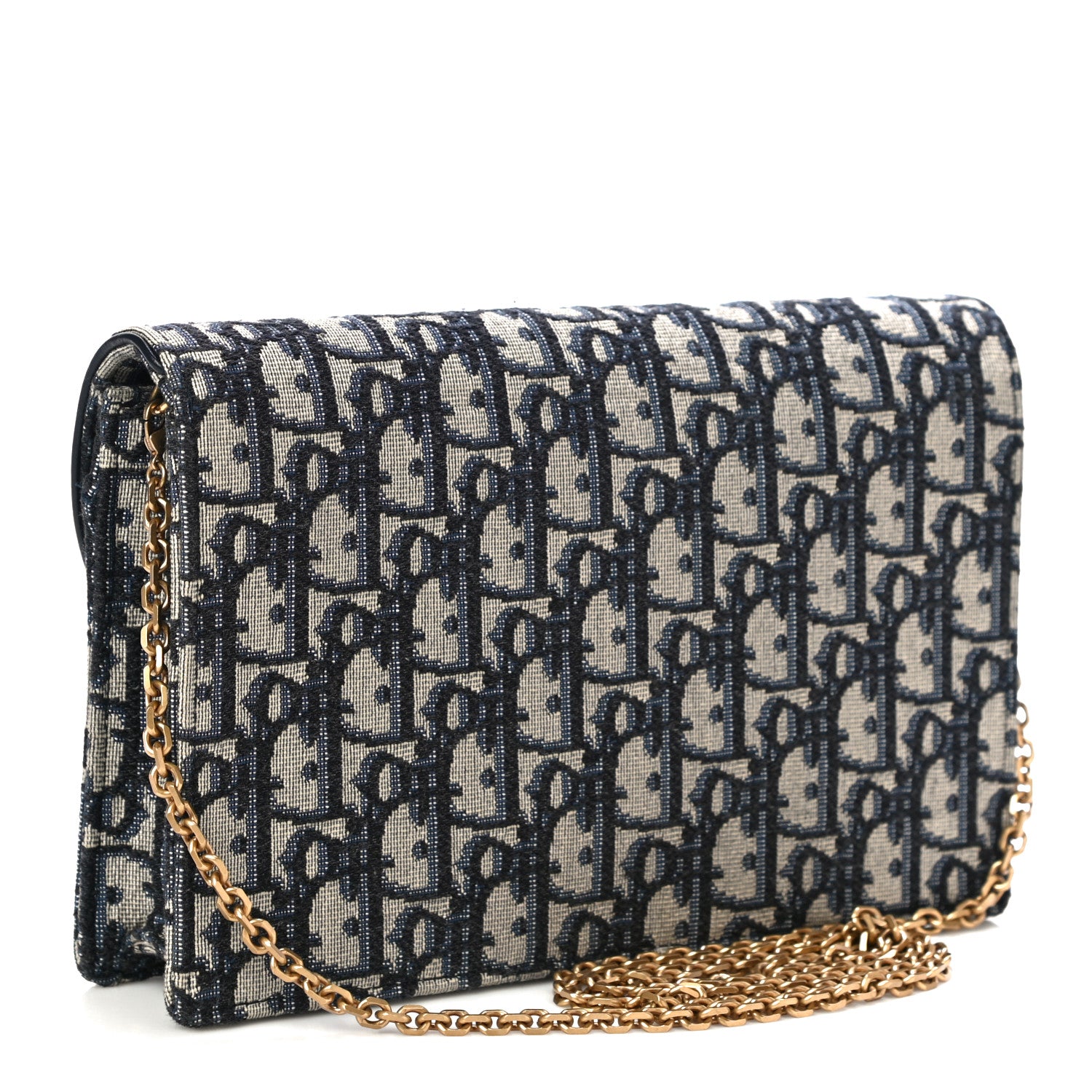 Christian Dior Oblique Saddle Chain Pouch Blue 3 of 14