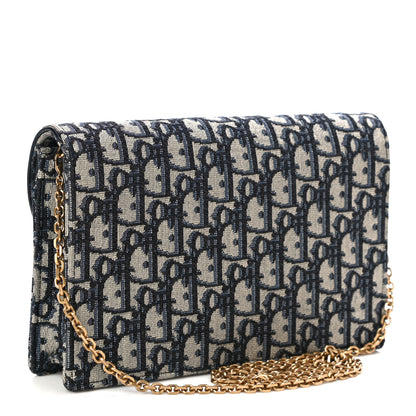 Christian Dior Oblique Saddle Chain Pouch Blue 3 of 14