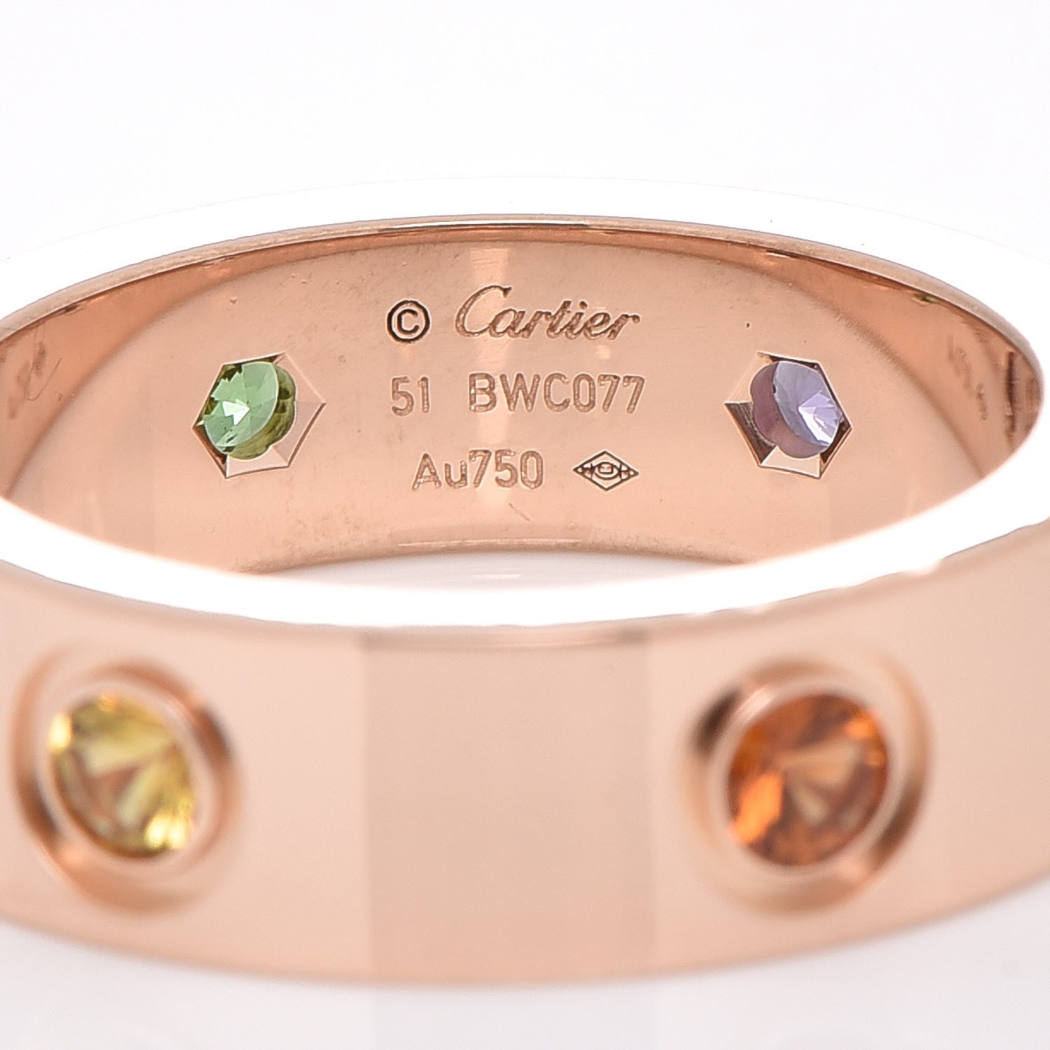Cartier 18K Pink Gold Sapphire Garnet Amethyst 5.5mm LOVE Ring 51 5.75 4 of 5