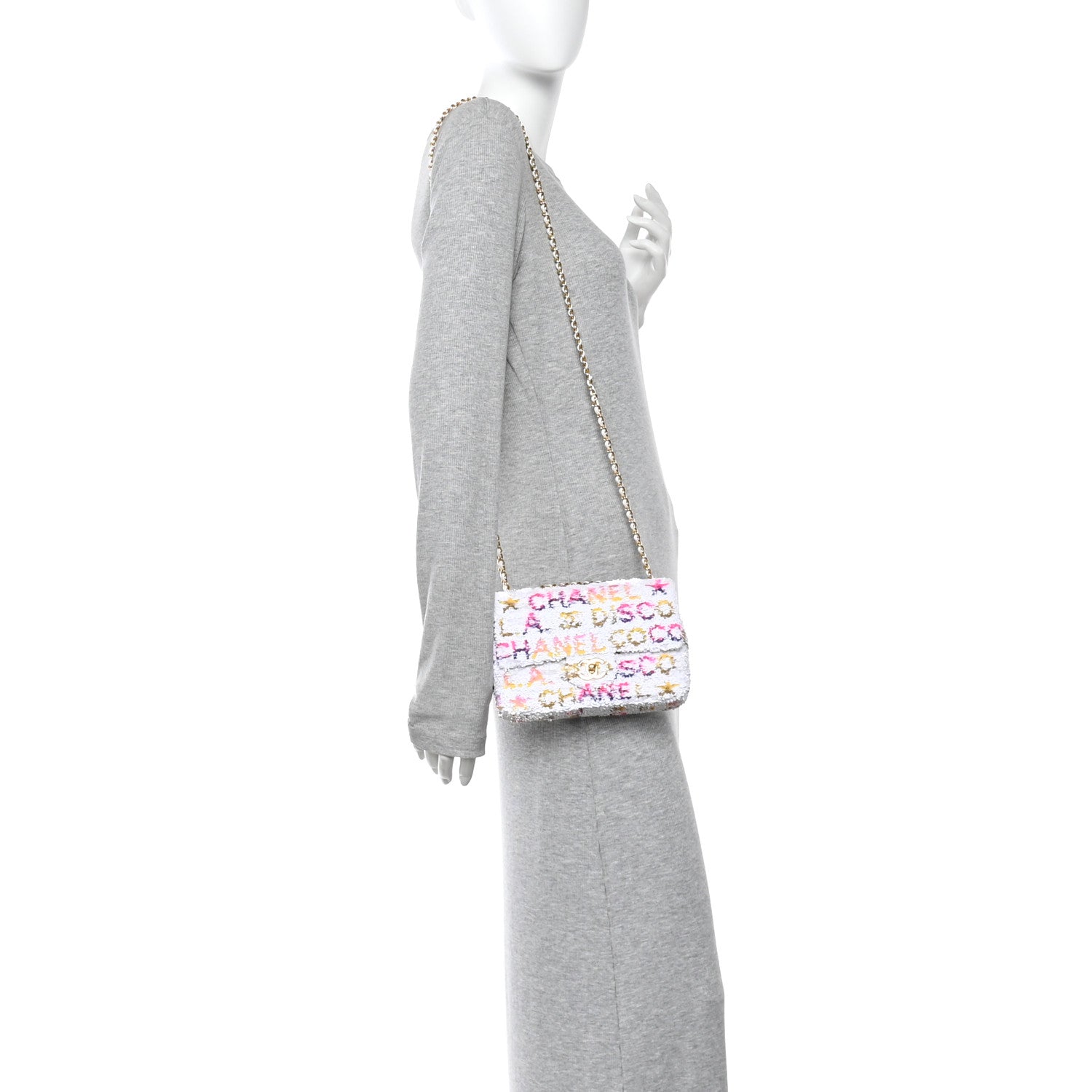 Chanel Sequin Logo CC Small Single Flap White Multicolor 2 of 11